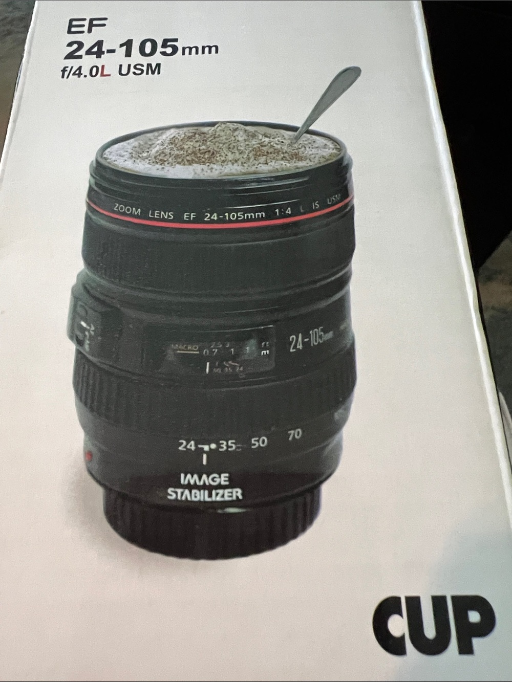 Camera Lens Novelty Cup with Accessories